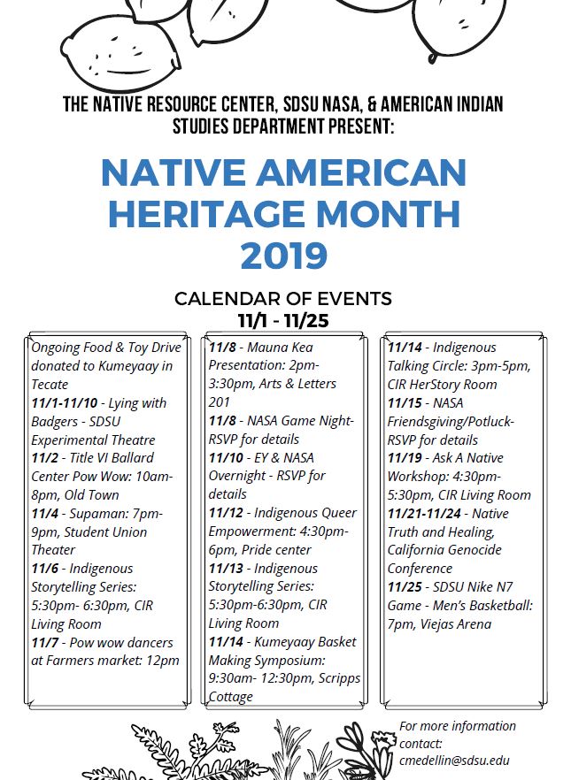 Native American Heritage Month Calendar 111 1125 Sctca